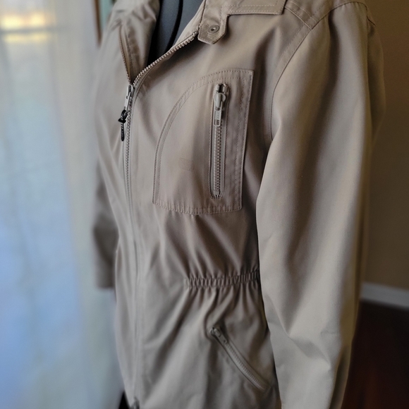 Vintage London Fog Tan Utility Coat - Faux Fur Lining - Women's S (13/14) - Picture 3 of 9